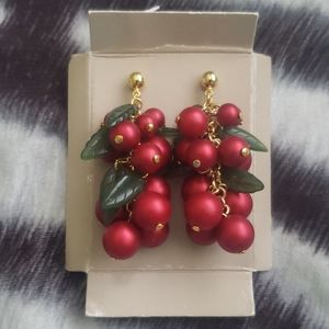 Red dangling earrings